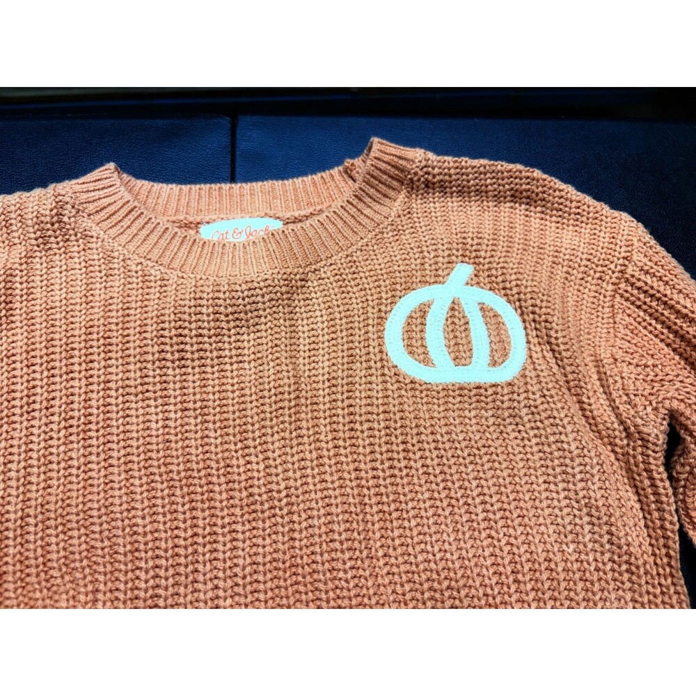 Girl's 3T Pumpkin embroidered Knit Sweater NWT Cat & Jack